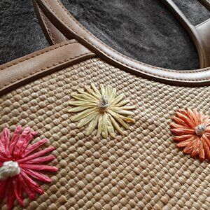 Etienne Aigner vintage straw/ leather tote